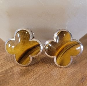 Heidi Klum Tigers Eye Clover SS Earrings